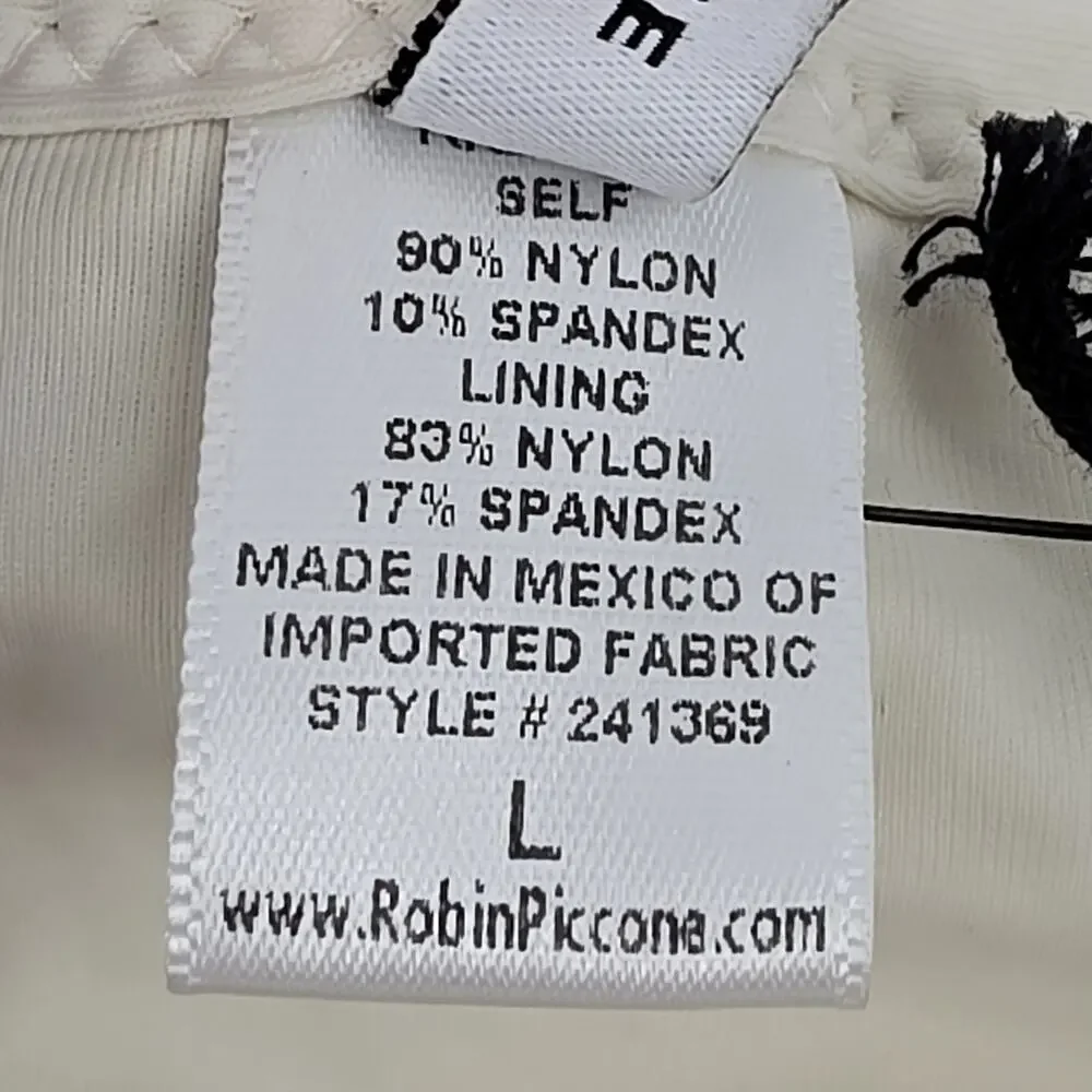NWOT Robin Piccone Ecru Ivory Pua Fishnet High Waisted Bikini Bottoms Size L